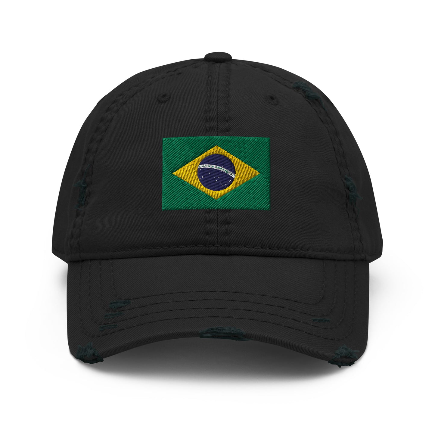 Brazilian Flag Embroidery Distressed Dad Hat