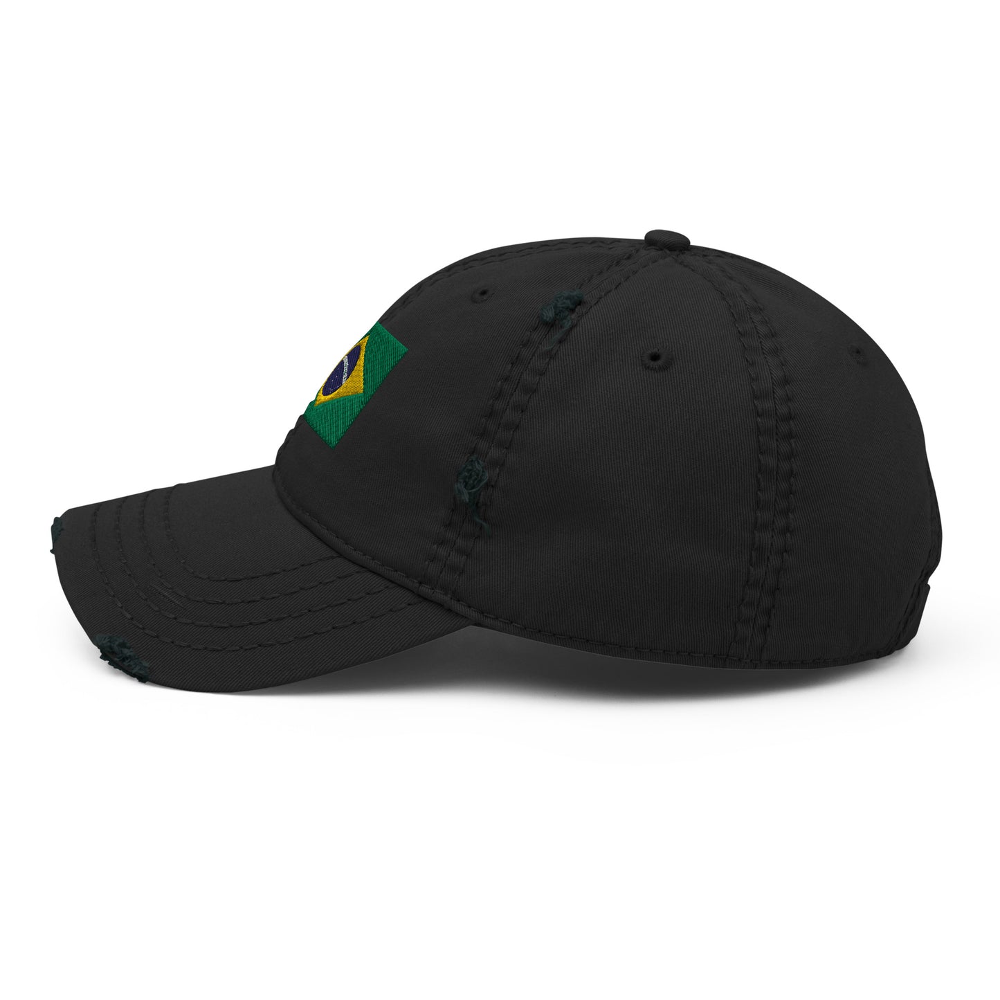 Brazilian Flag Embroidery Distressed Dad Hat