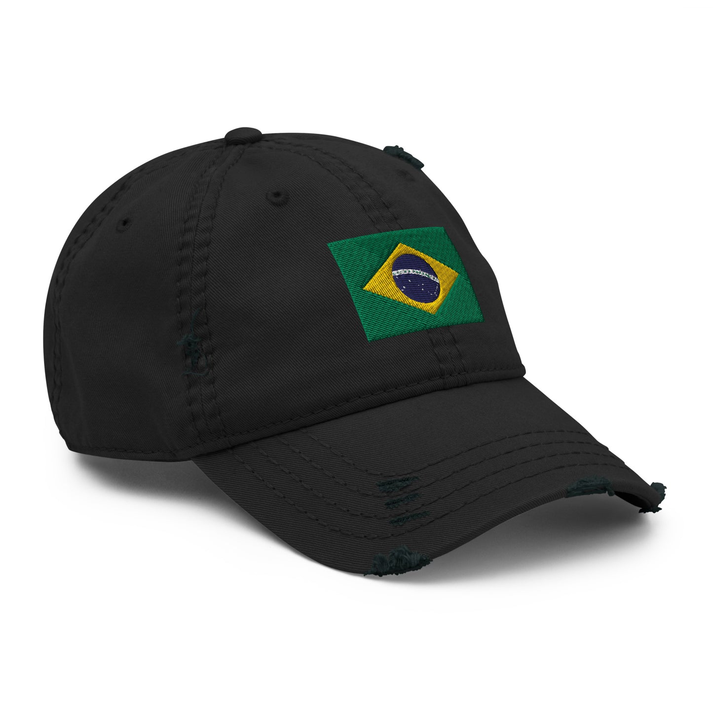 Brazilian Flag Embroidery Distressed Dad Hat