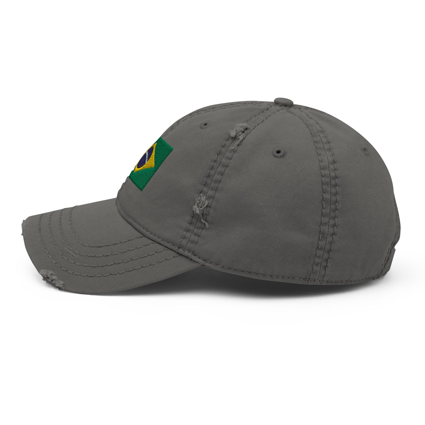 Brazilian Flag Embroidery Distressed Dad Hat
