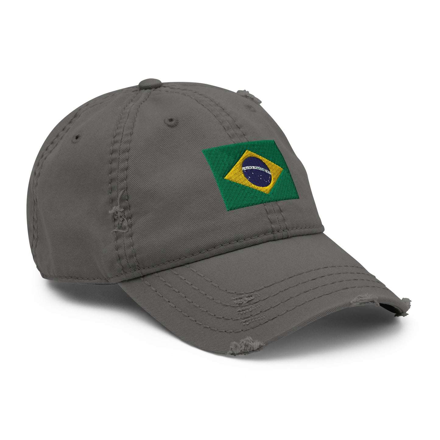 Brazilian Flag Embroidery Distressed Dad Hat