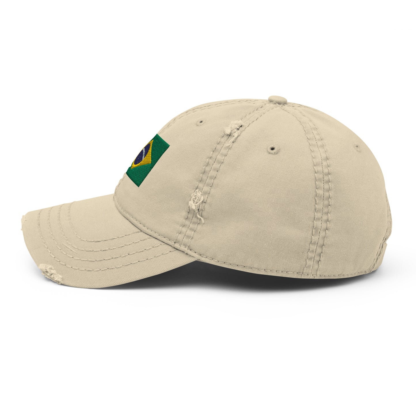 Brazilian Flag Embroidery Distressed Dad Hat