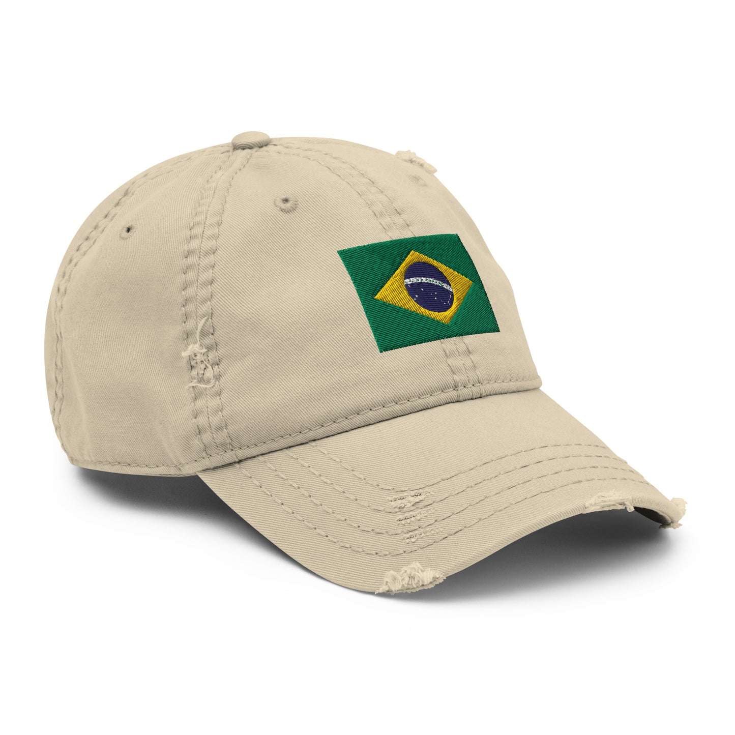 Brazilian Flag Embroidery Distressed Dad Hat