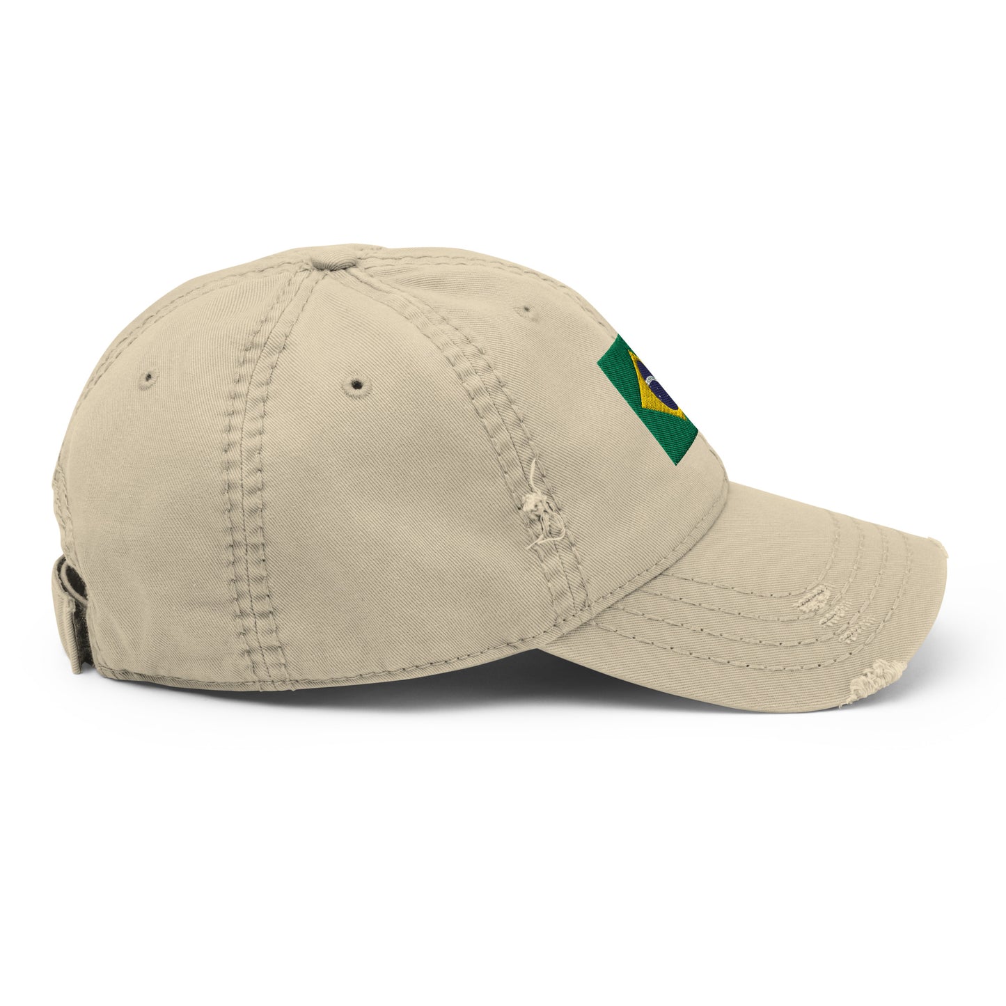 Brazilian Flag Embroidery Distressed Dad Hat