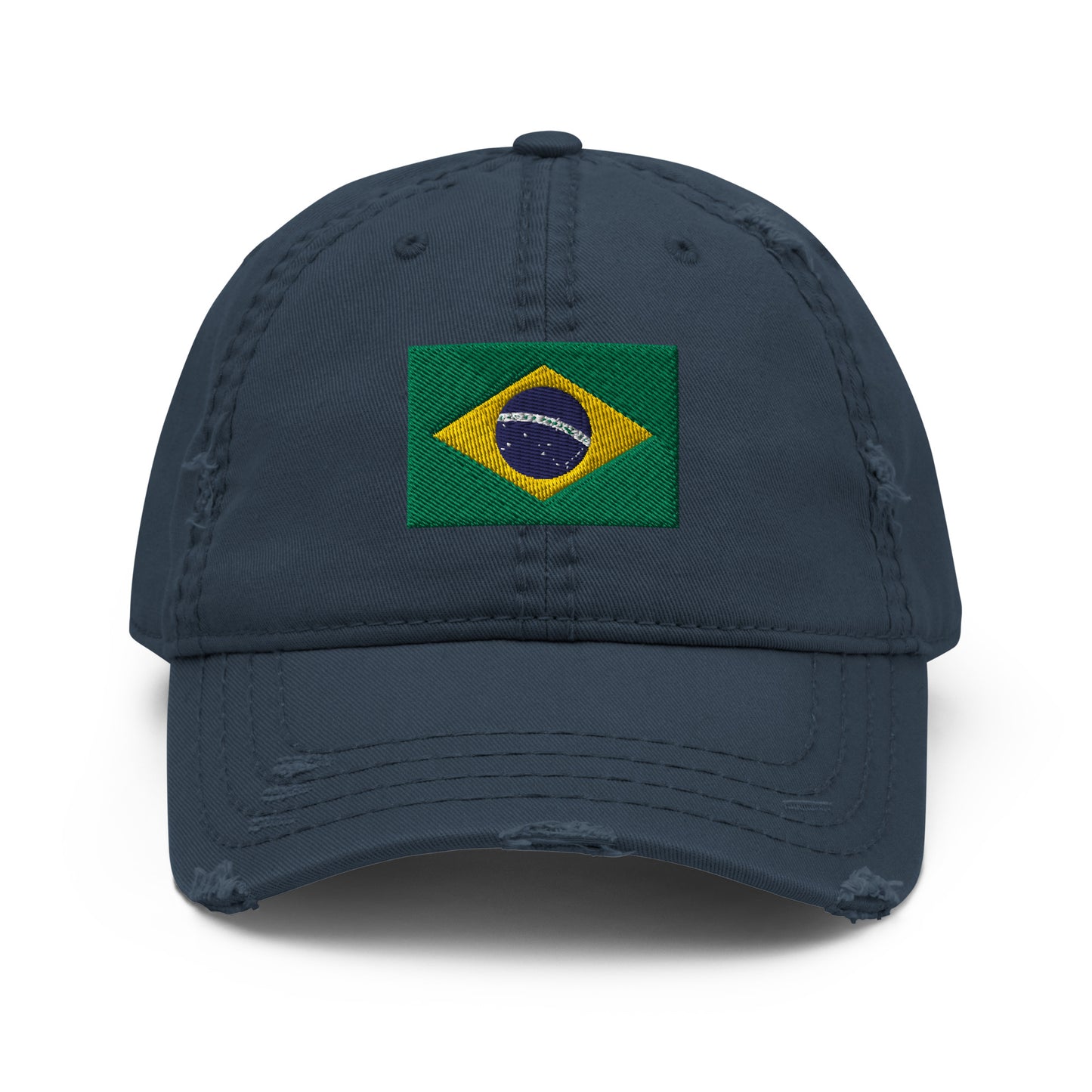 Brazilian Flag Embroidery Distressed Dad Hat