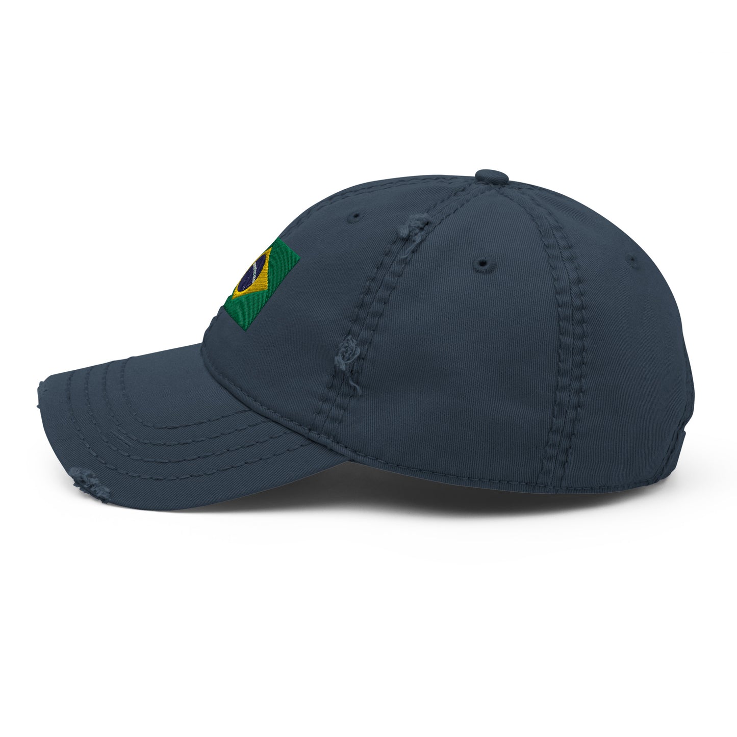 Brazilian Flag Embroidery Distressed Dad Hat