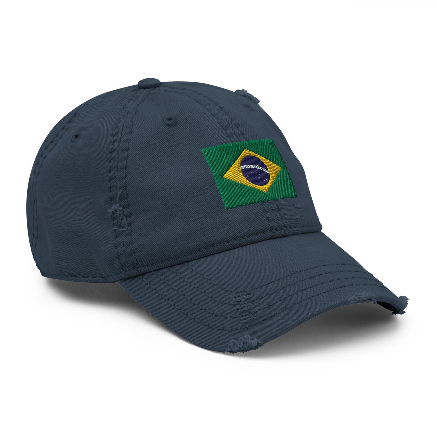 Brazilian Flag Embroidery Distressed Dad Hat