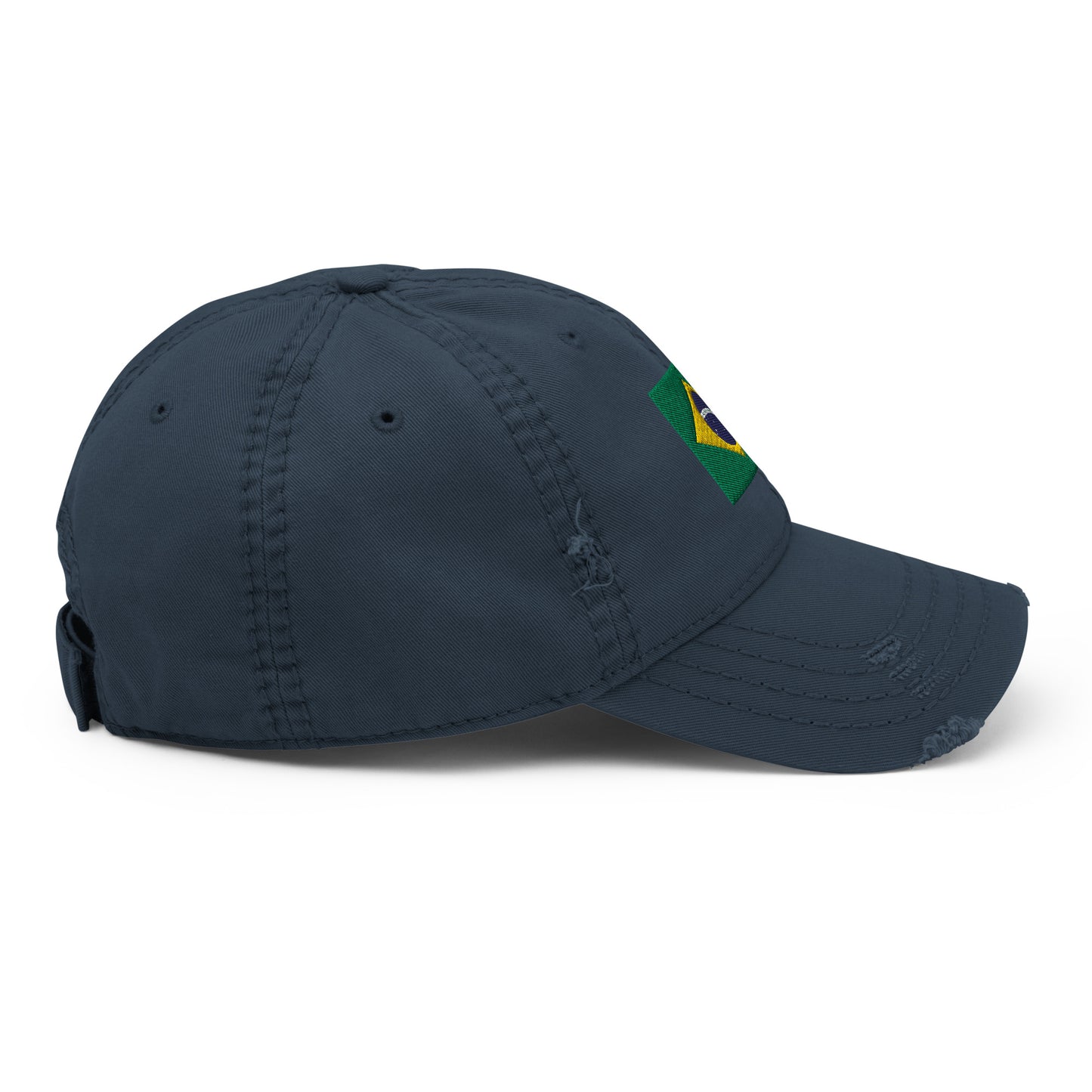 Brazilian Flag Embroidery Distressed Dad Hat