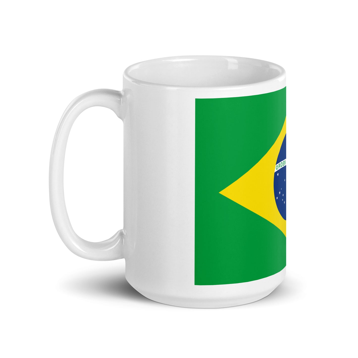 Brazilian Flag White glossy mug