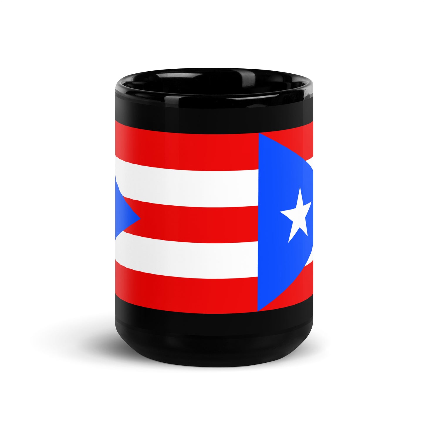 Puerto Rico Flag Black Glossy Mug
