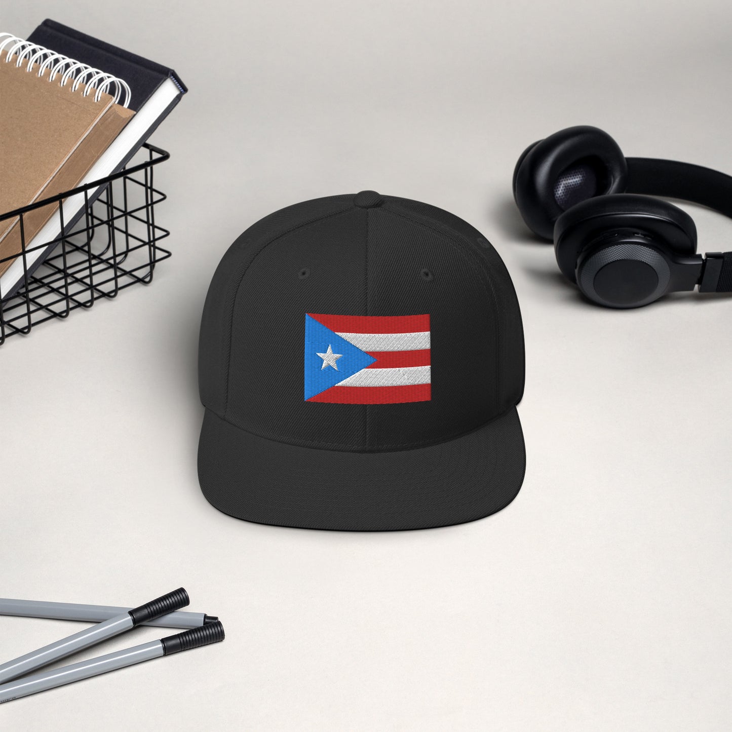 Puerto Rico Flag Embroidery Snapback Hat