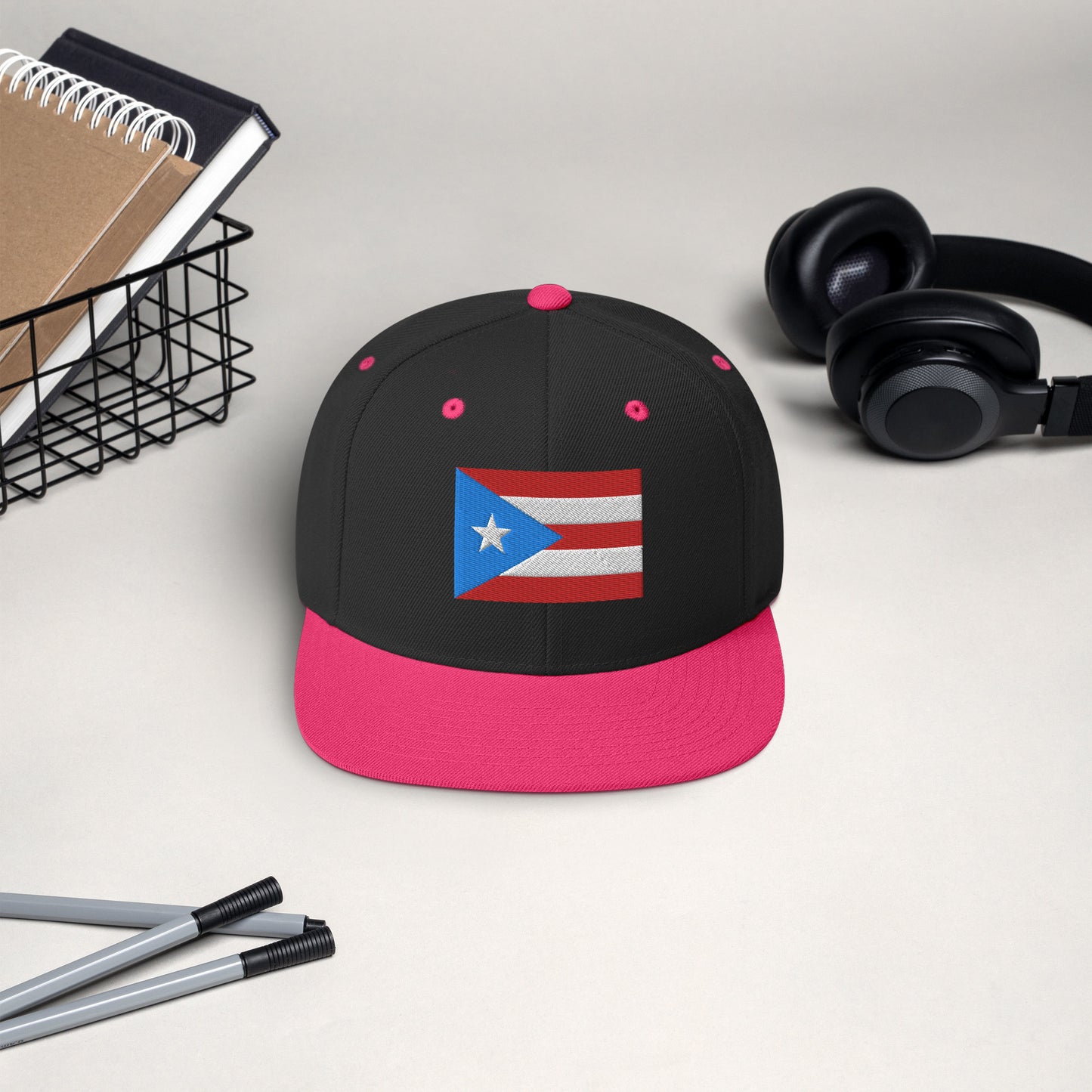 Puerto Rico Flag Embroidery Snapback Hat