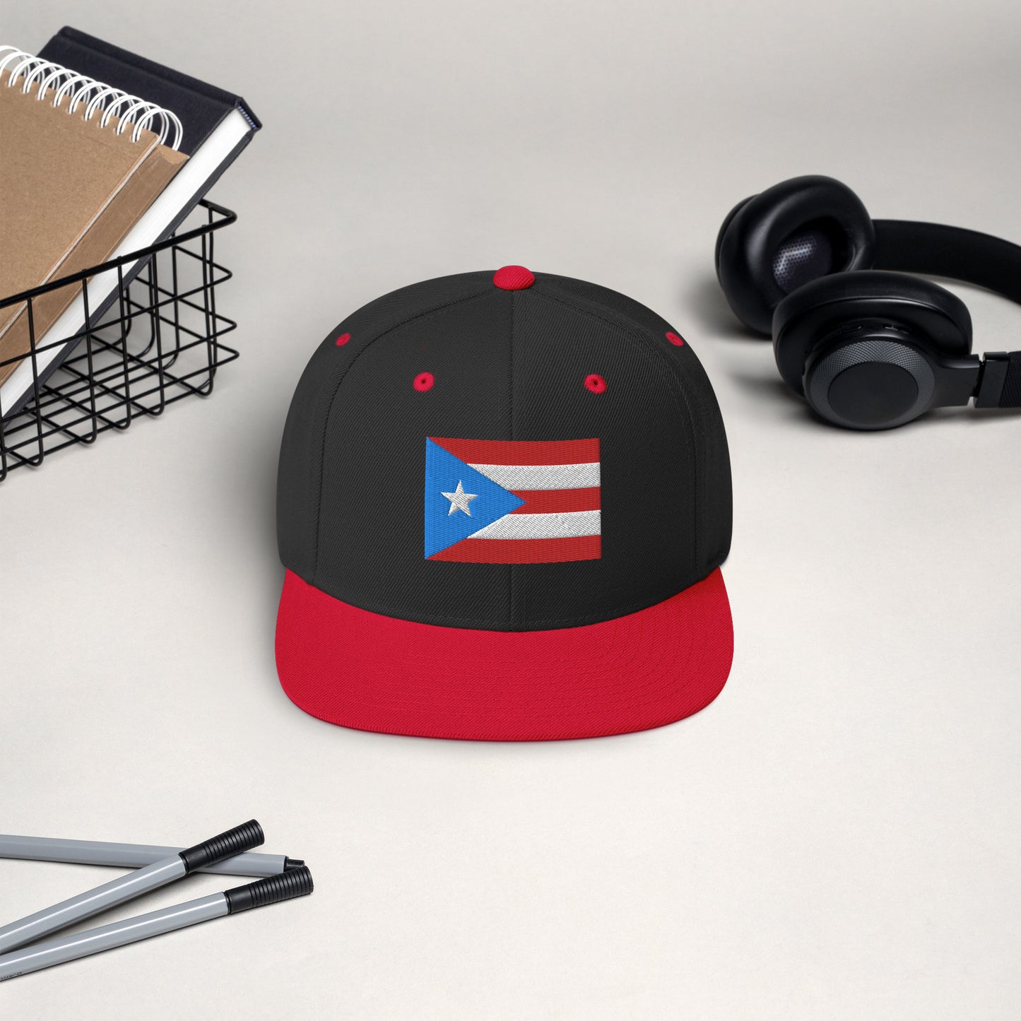 Puerto Rico Flag Embroidery Snapback Hat
