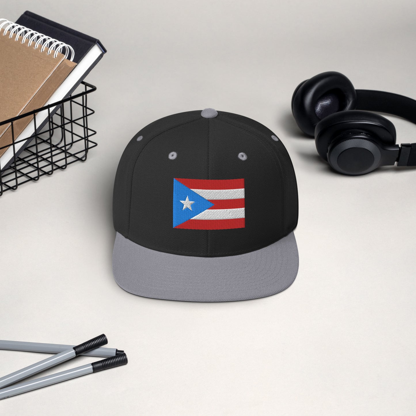 Puerto Rico Flag Embroidery Snapback Hat