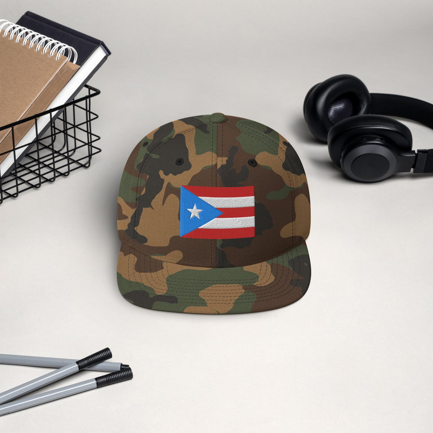 Puerto Rico Flag Embroidery Snapback Hat