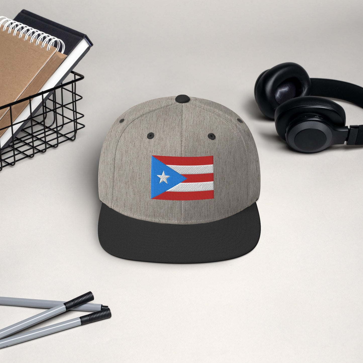 Puerto Rico Flag Embroidery Snapback Hat