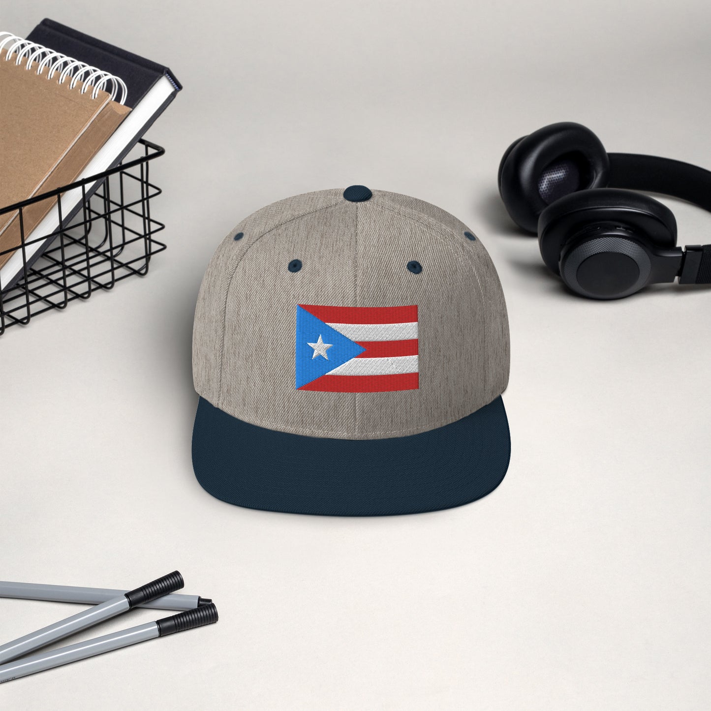 Puerto Rico Flag Embroidery Snapback Hat