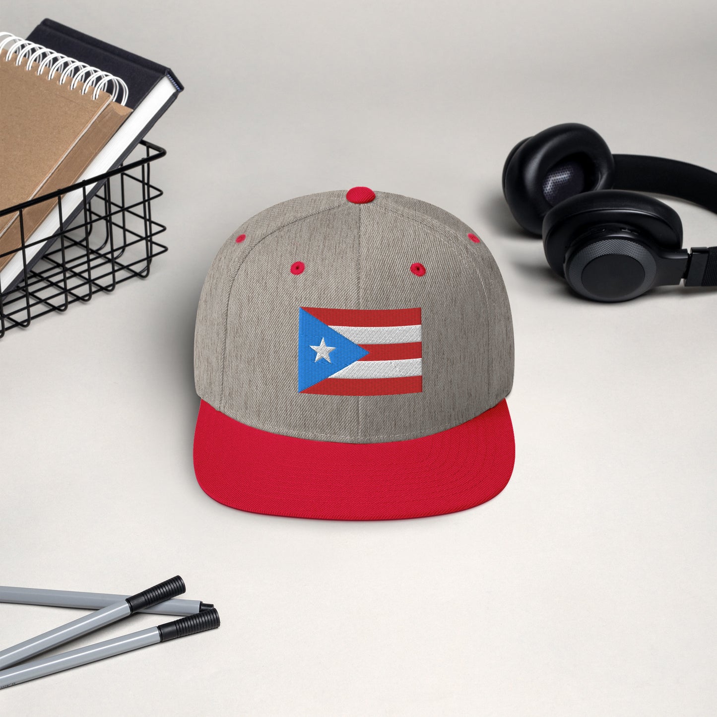 Puerto Rico Flag Embroidery Snapback Hat