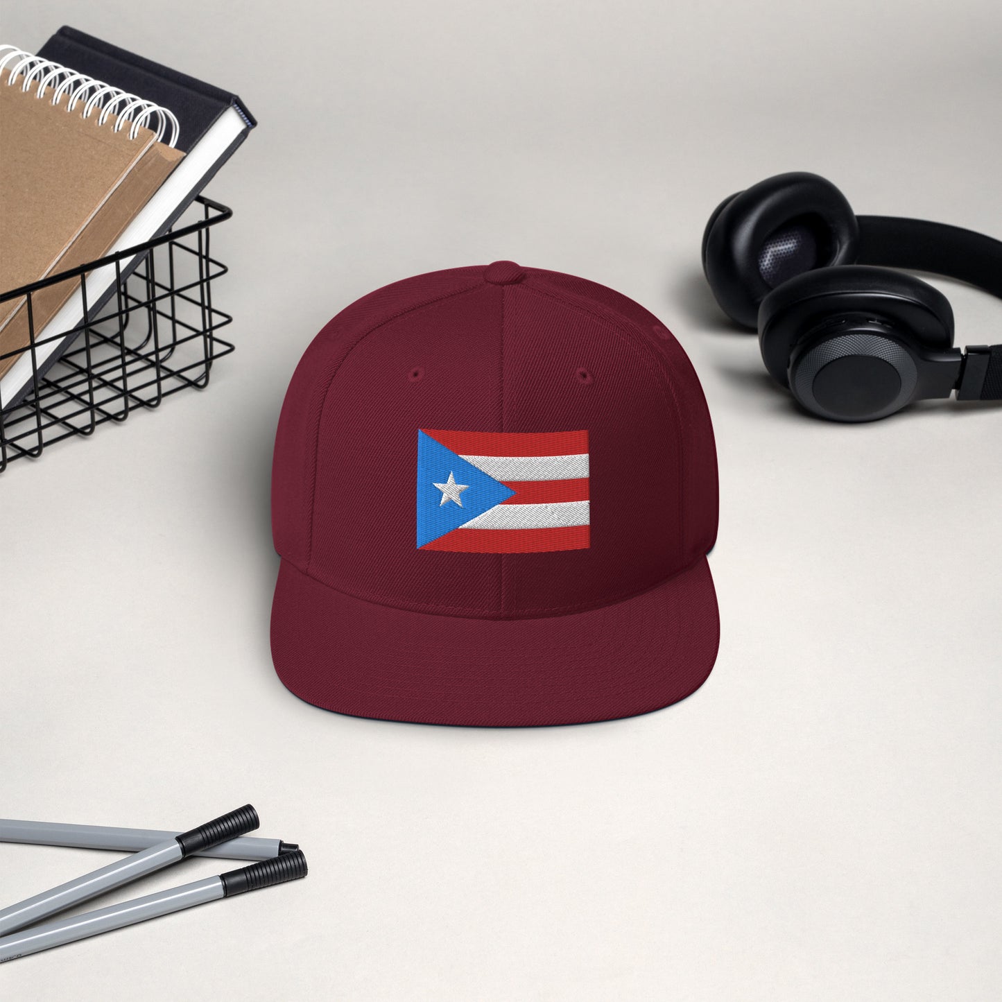 Puerto Rico Flag Embroidery Snapback Hat