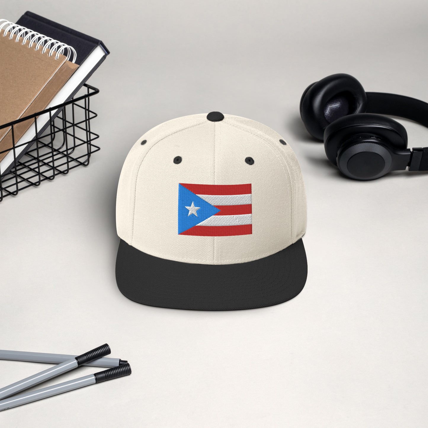Puerto Rico Flag Embroidery Snapback Hat