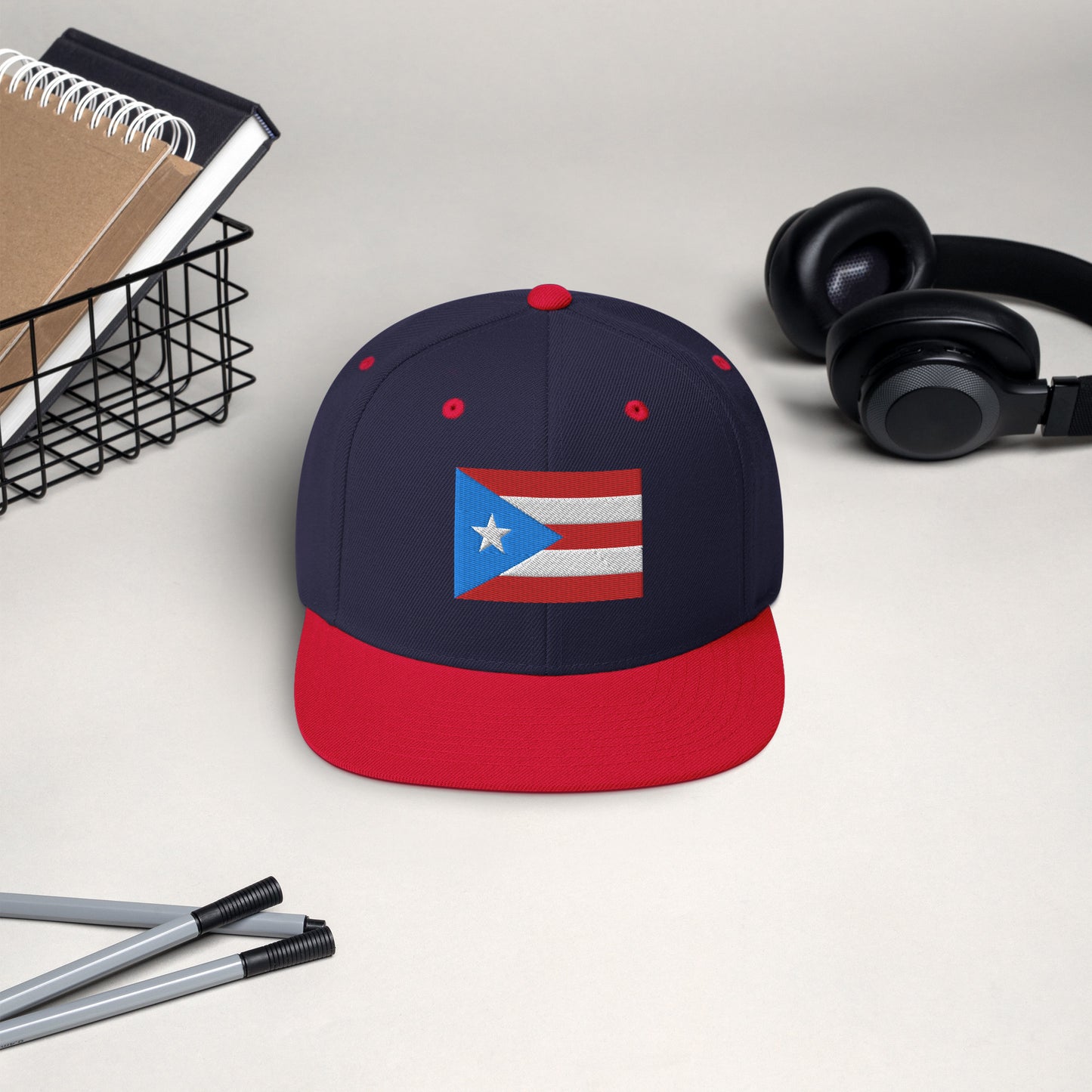 Puerto Rico Flag Embroidery Snapback Hat