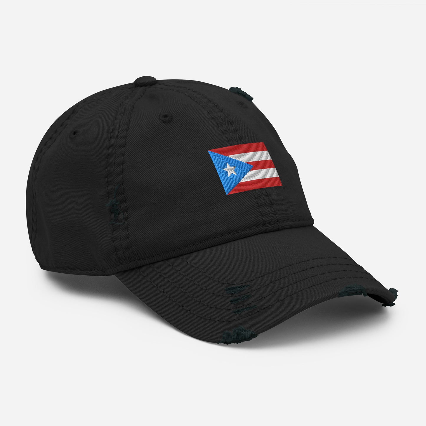 Puerto Rico Flag Embroidery Distressed Dad Hat