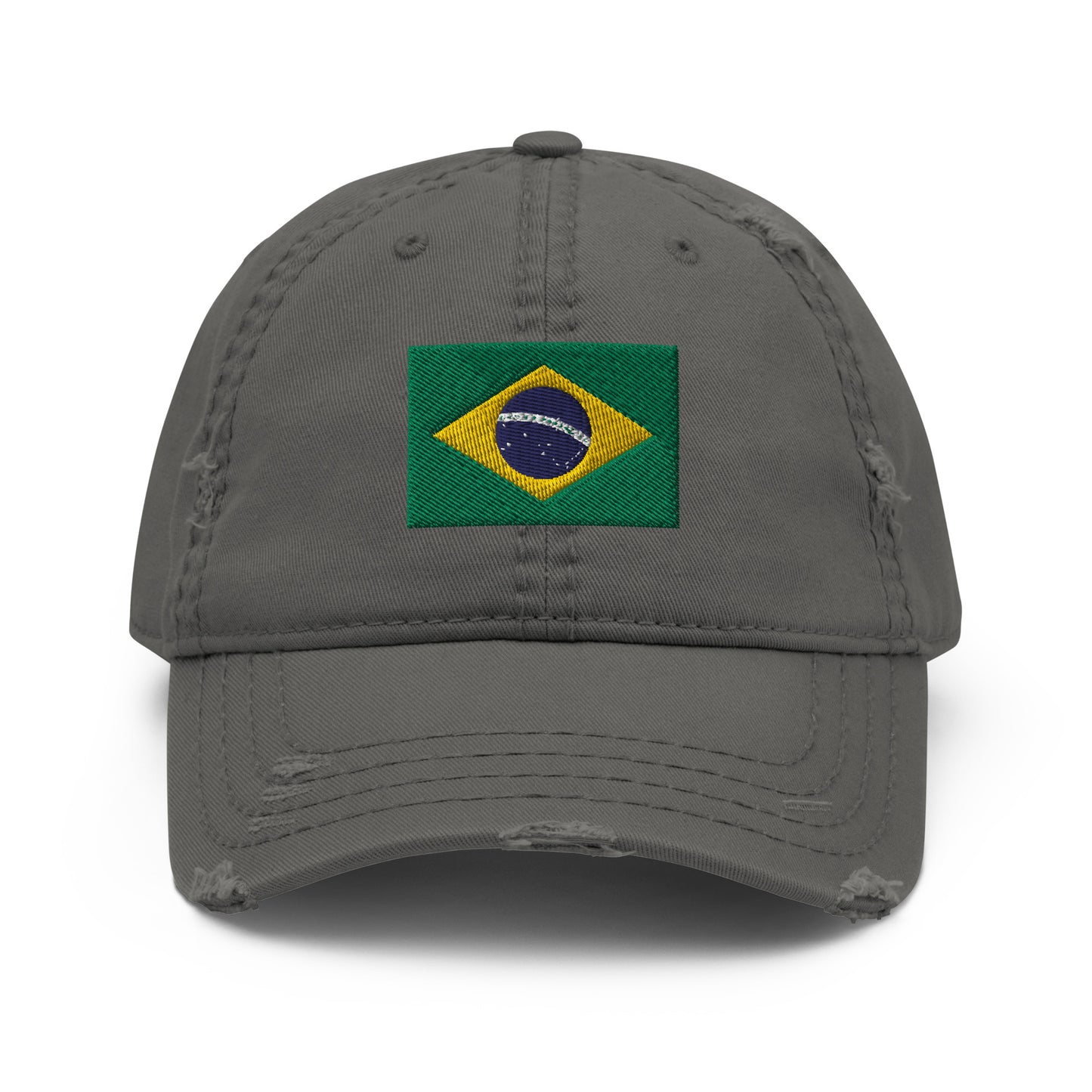 Brazilian Flag Embroidery Distressed Dad Hat