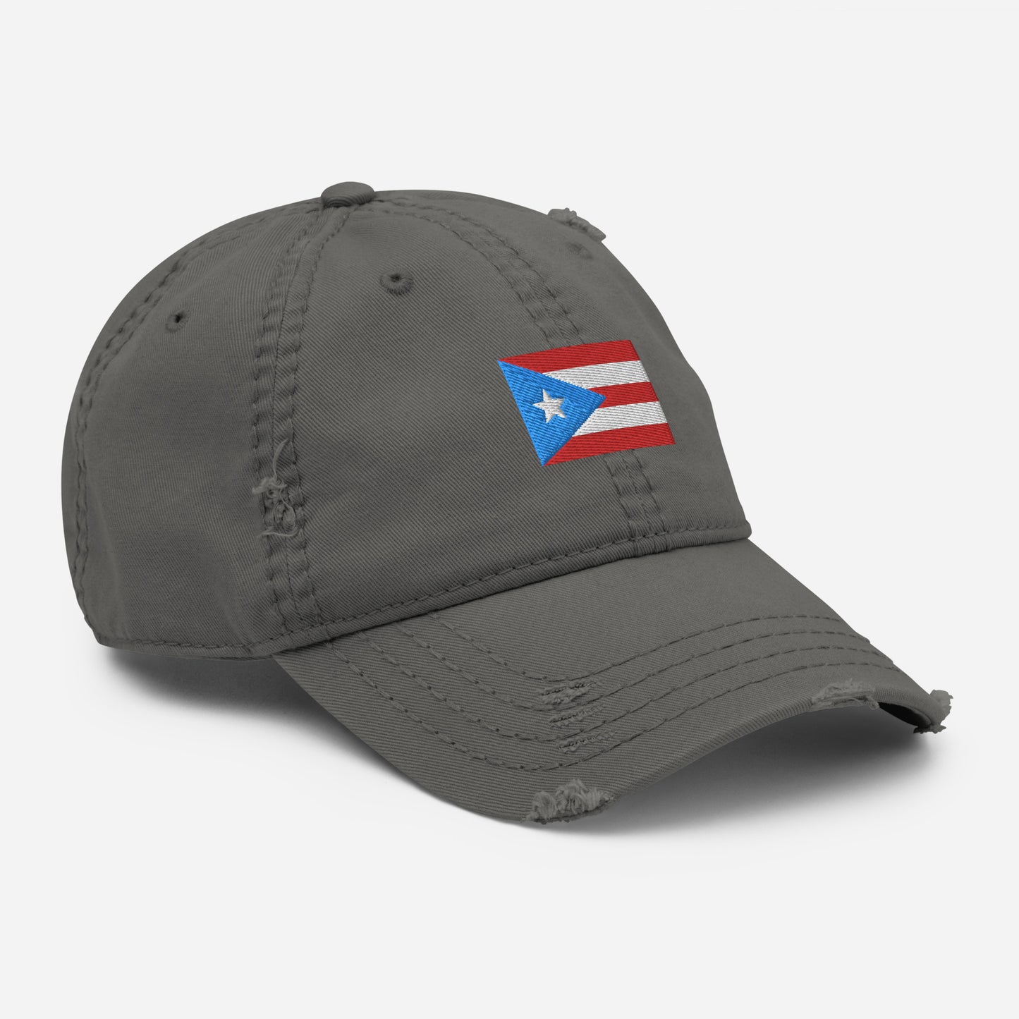 Puerto Rico Flag Embroidery Distressed Dad Hat