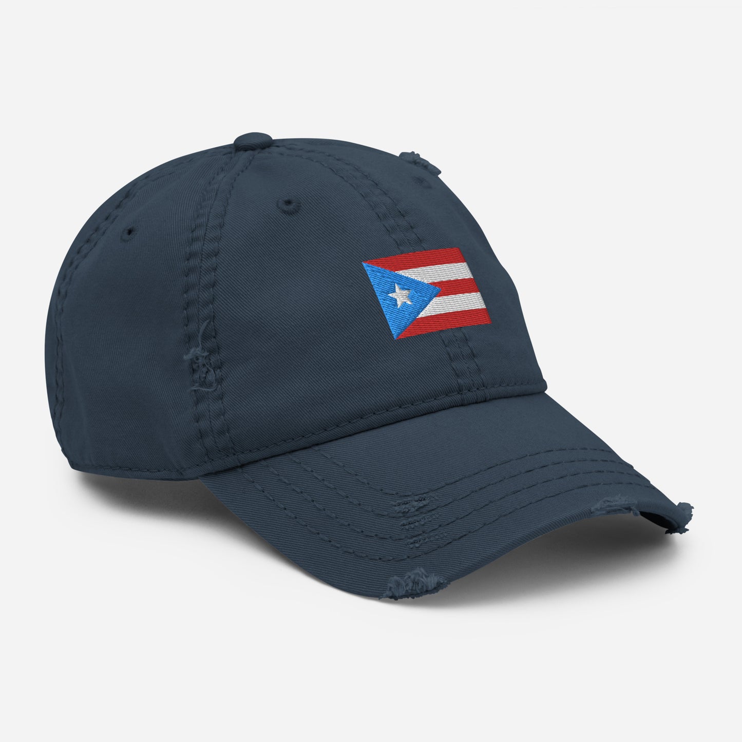 Puerto Rico Flag Embroidery Distressed Dad Hat