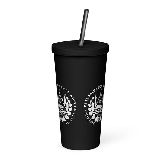 Escudo de El Salvador Insulated tumbler with a straw