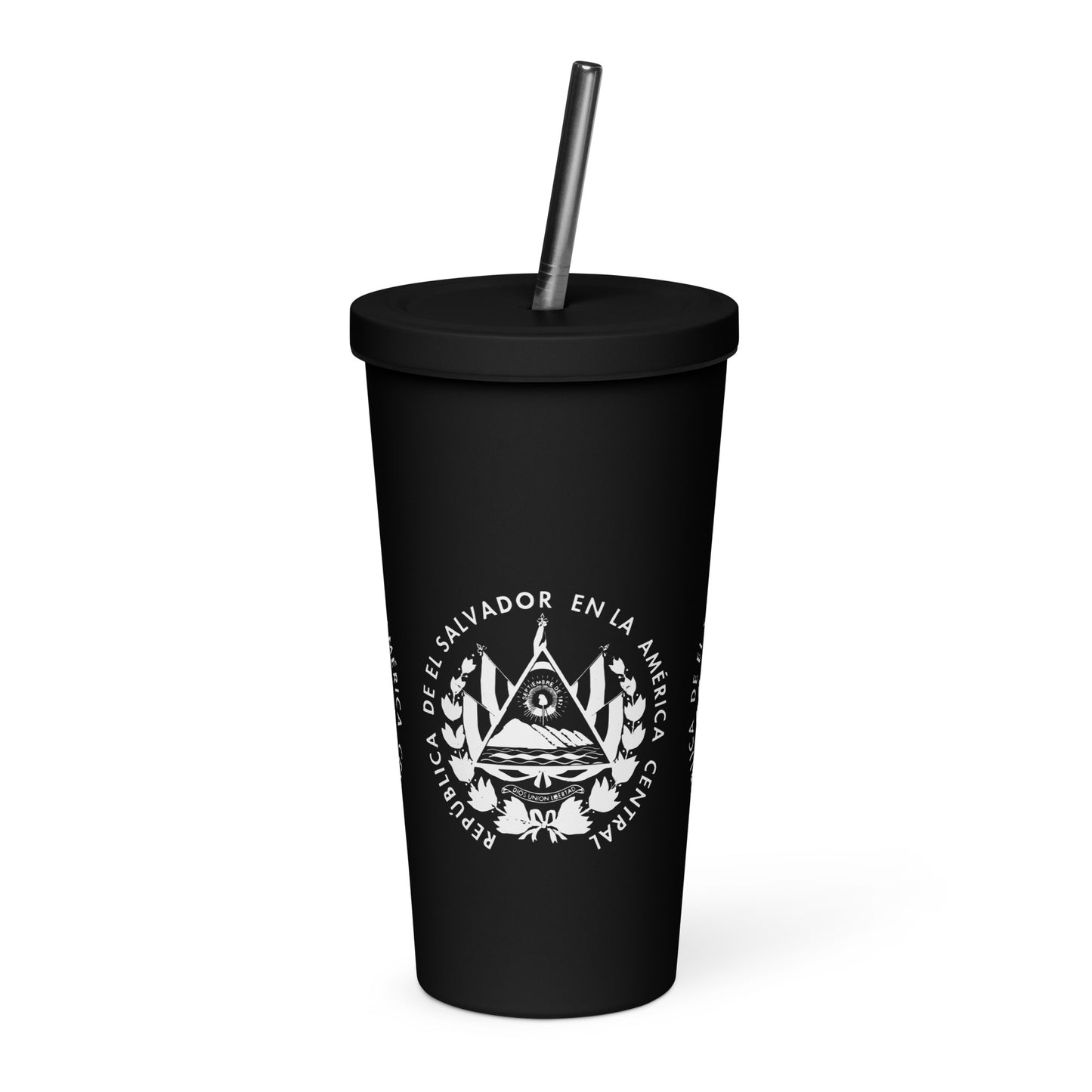 Escudo de El Salvador Insulated tumbler with a straw