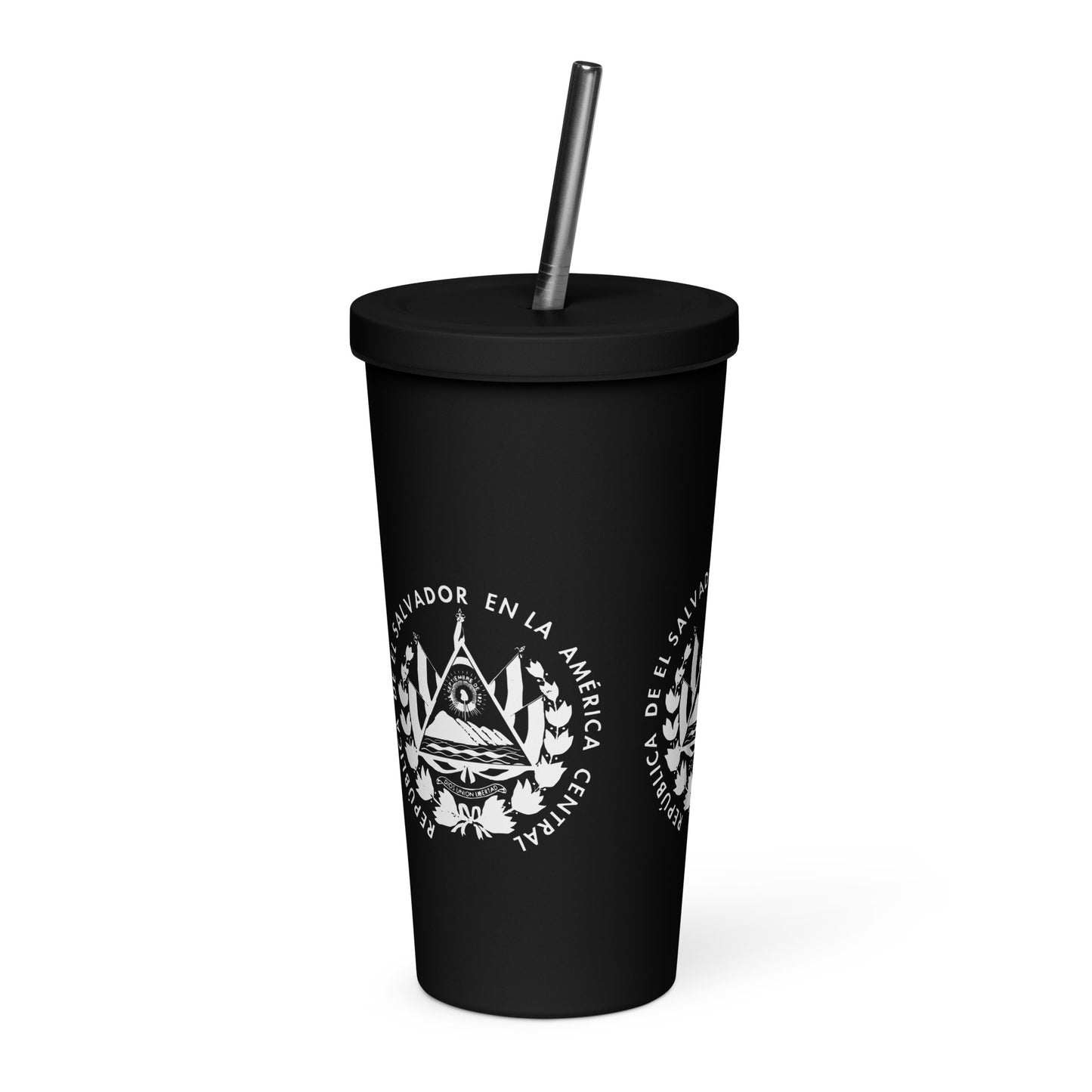 Escudo de El Salvador Insulated tumbler with a straw