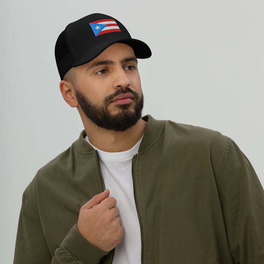 Puerto Rico Flag Embroidery Trucker Cap
