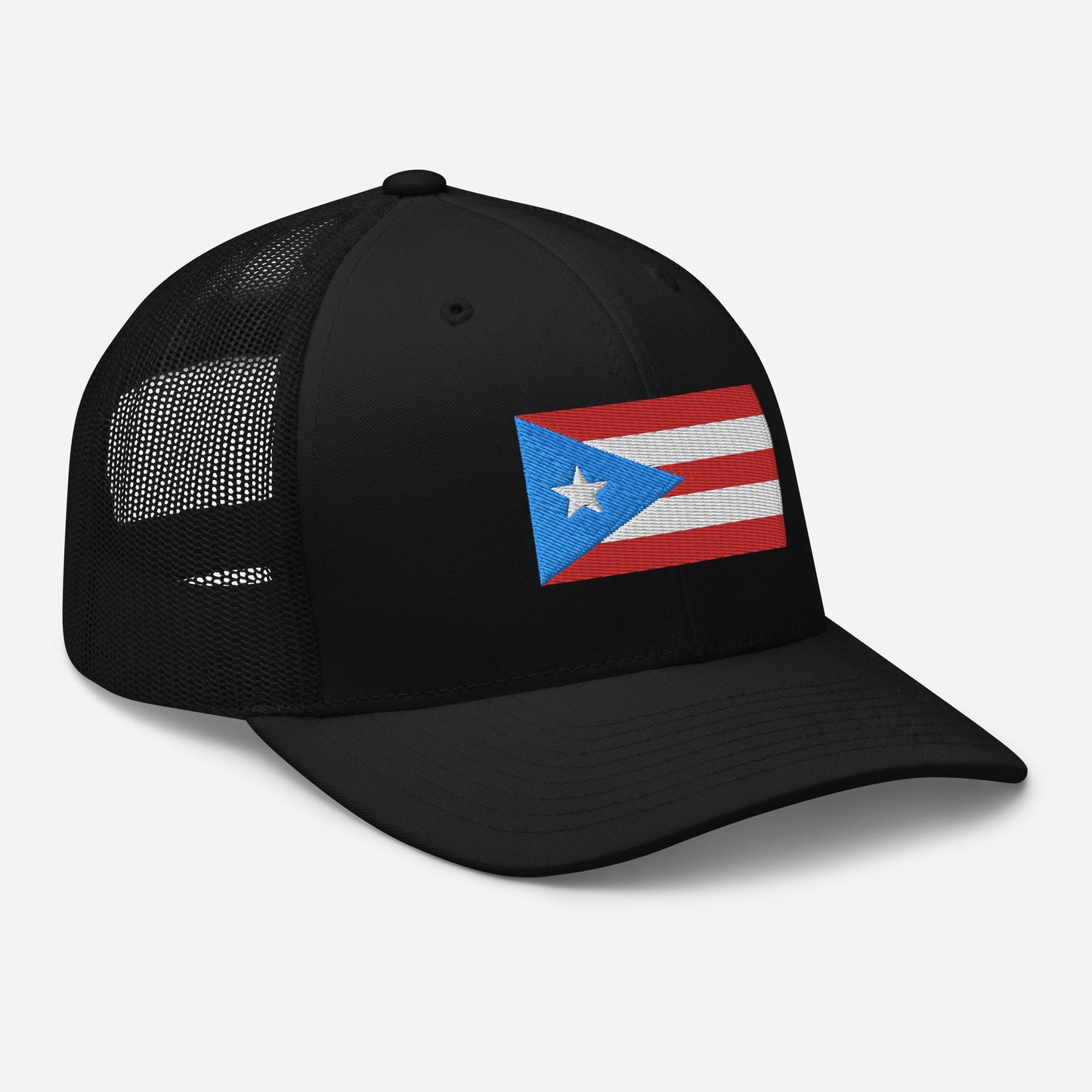 Puerto Rico Flag Embroidery Trucker Cap