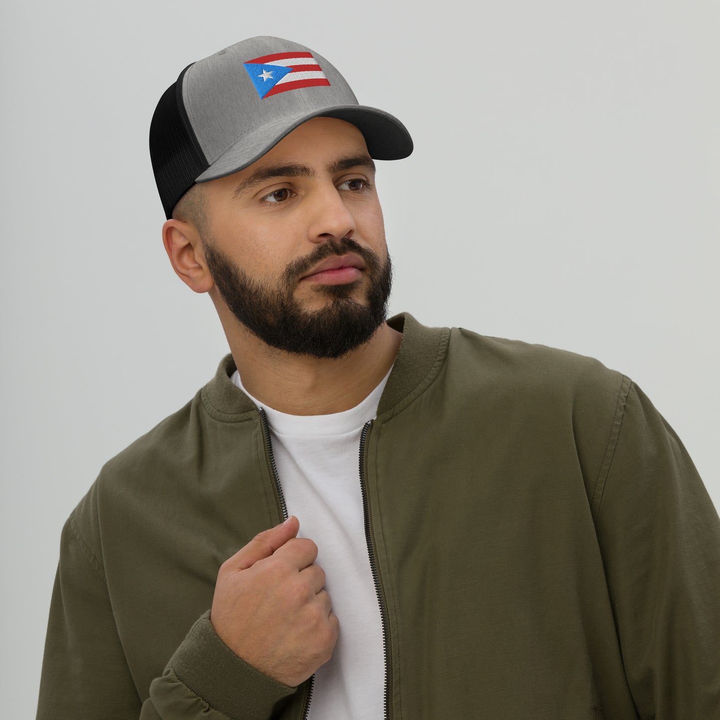 Puerto Rico Flag Embroidery Trucker Cap