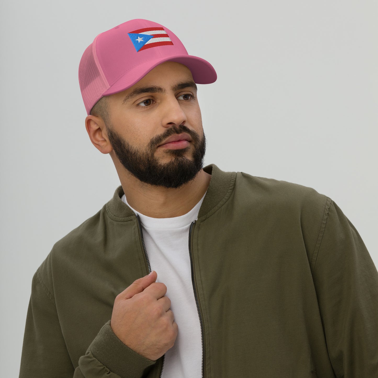 Puerto Rico Flag Embroidery Trucker Cap