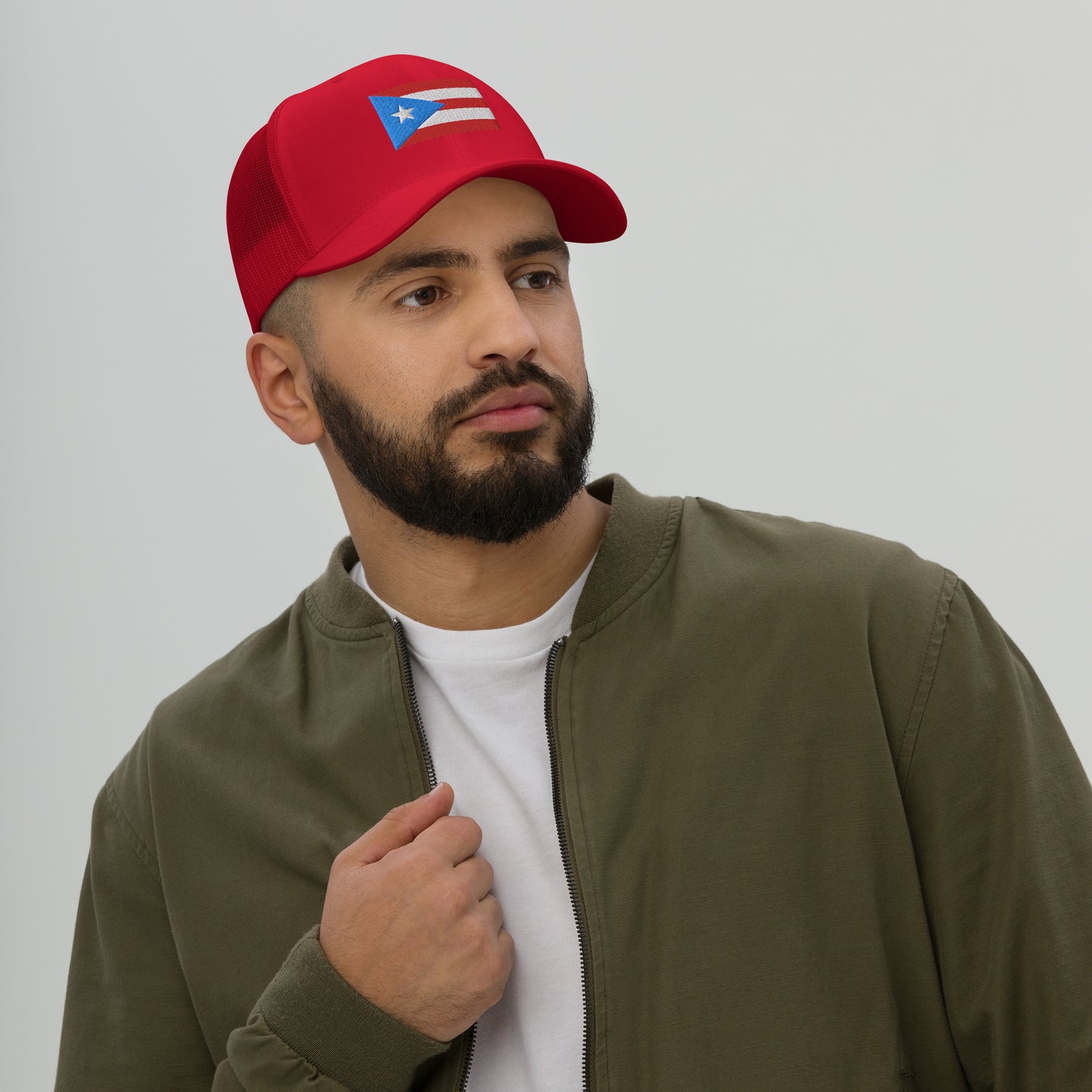Puerto Rico Flag Embroidery Trucker Cap