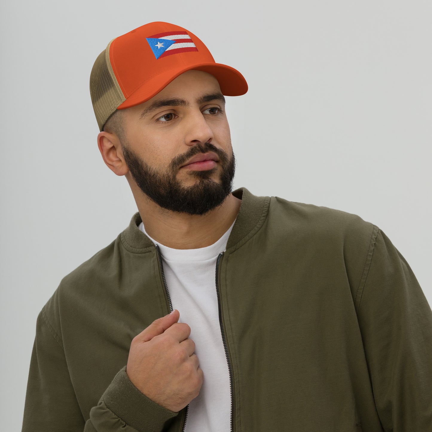 Puerto Rico Flag Embroidery Trucker Cap