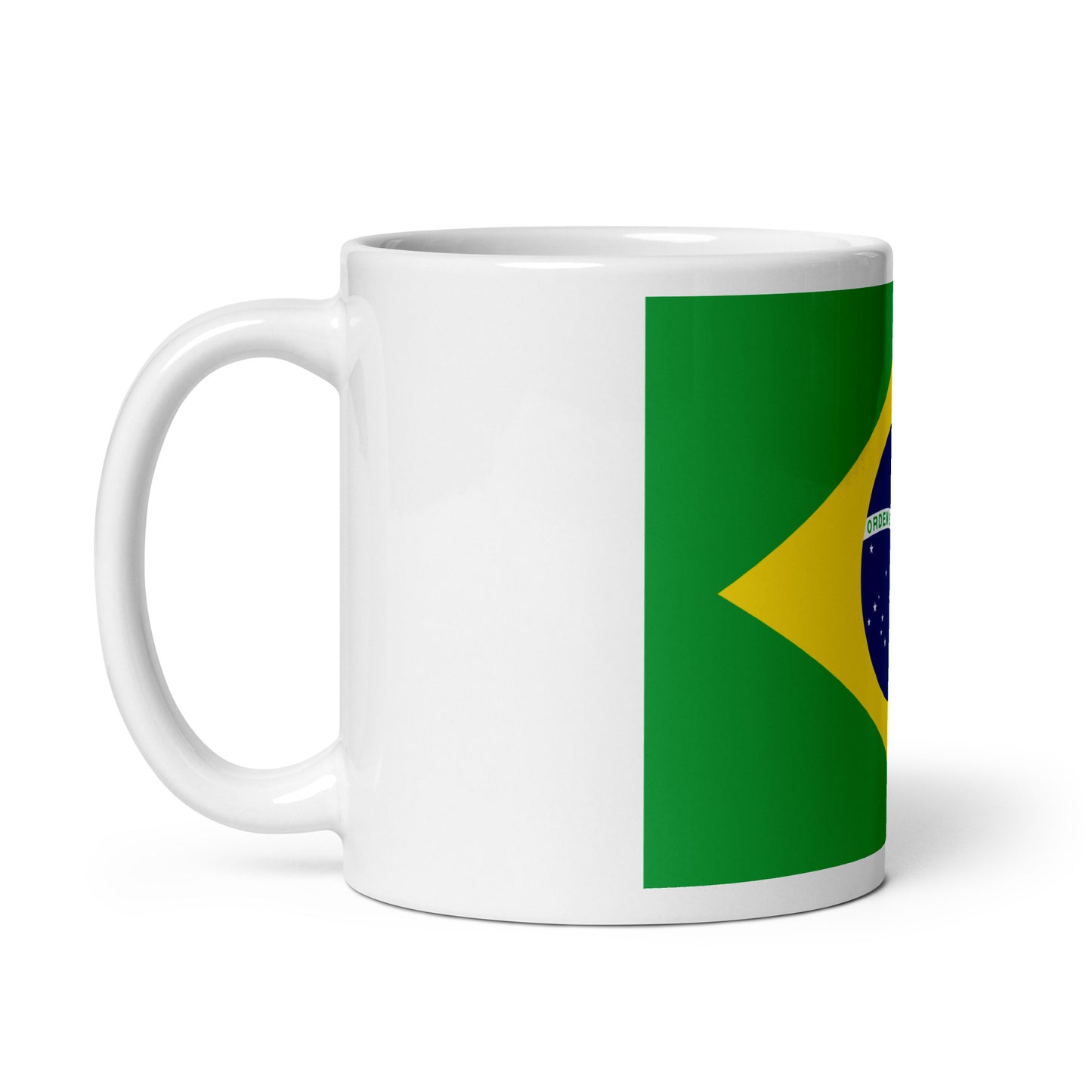 Brazilian Flag White glossy mug