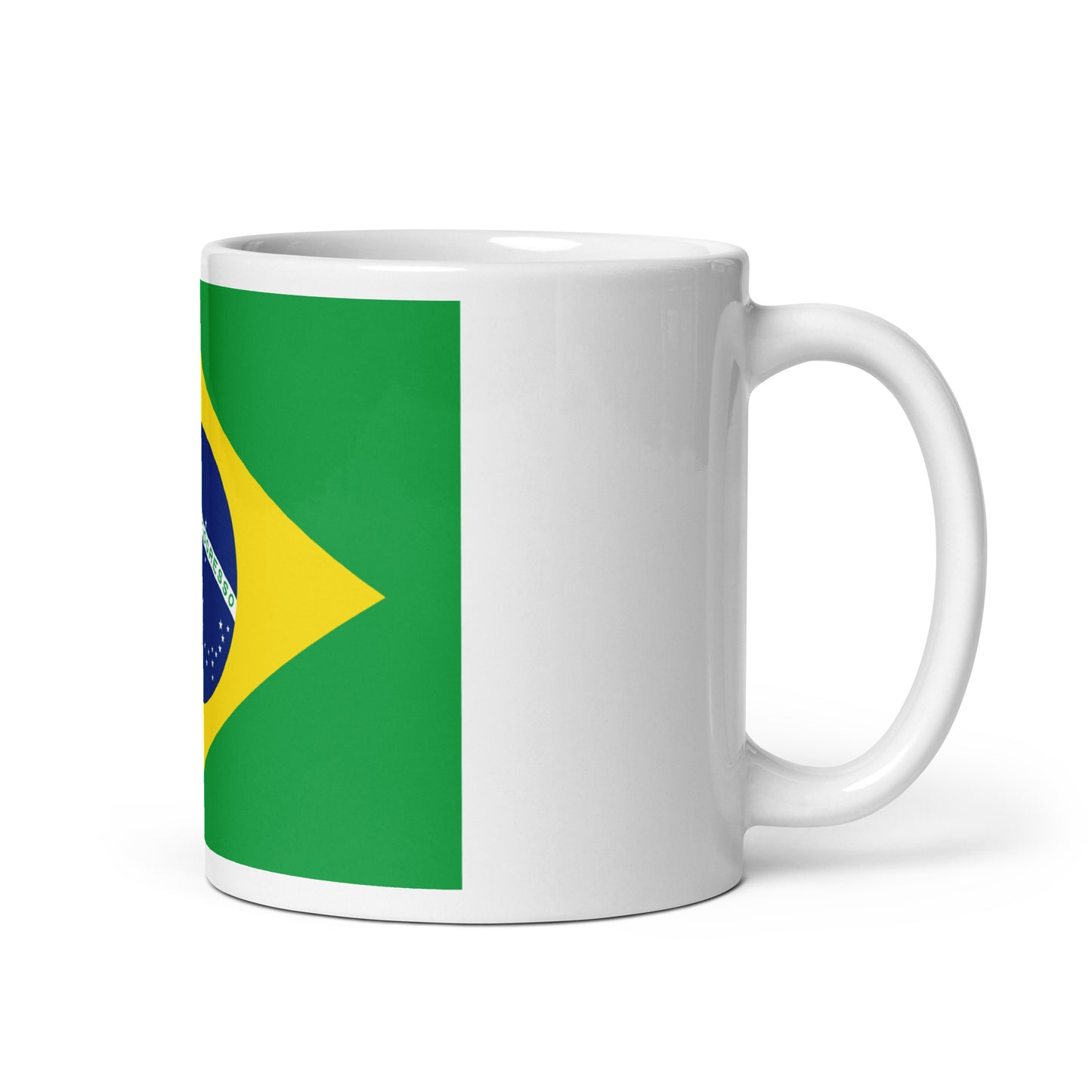 Brazilian Flag White glossy mug