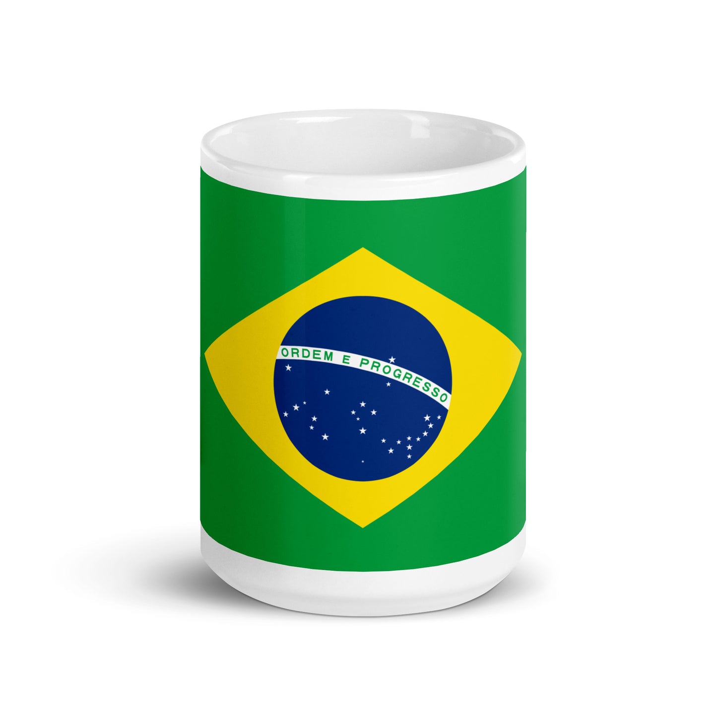 Brazilian Flag White glossy mug