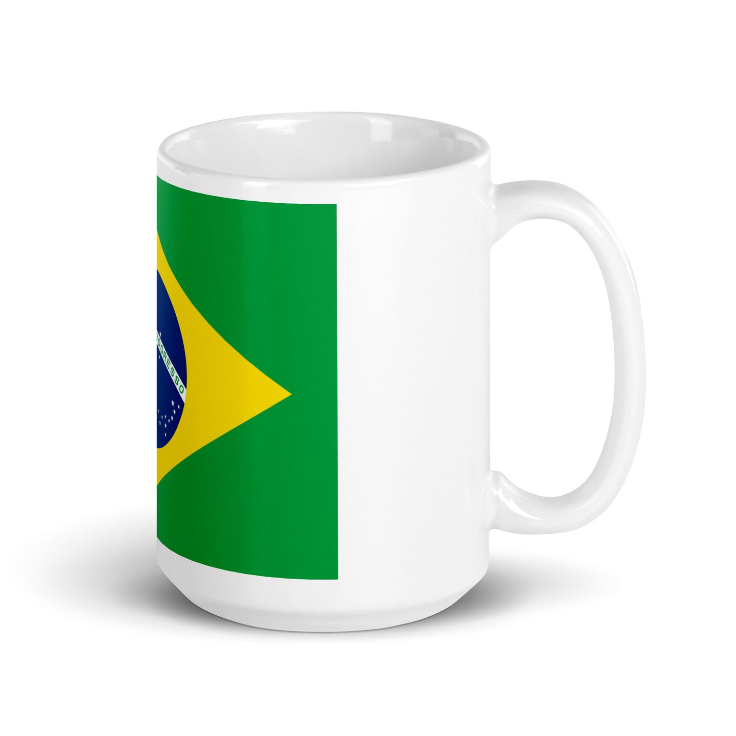 Brazilian Flag White glossy mug