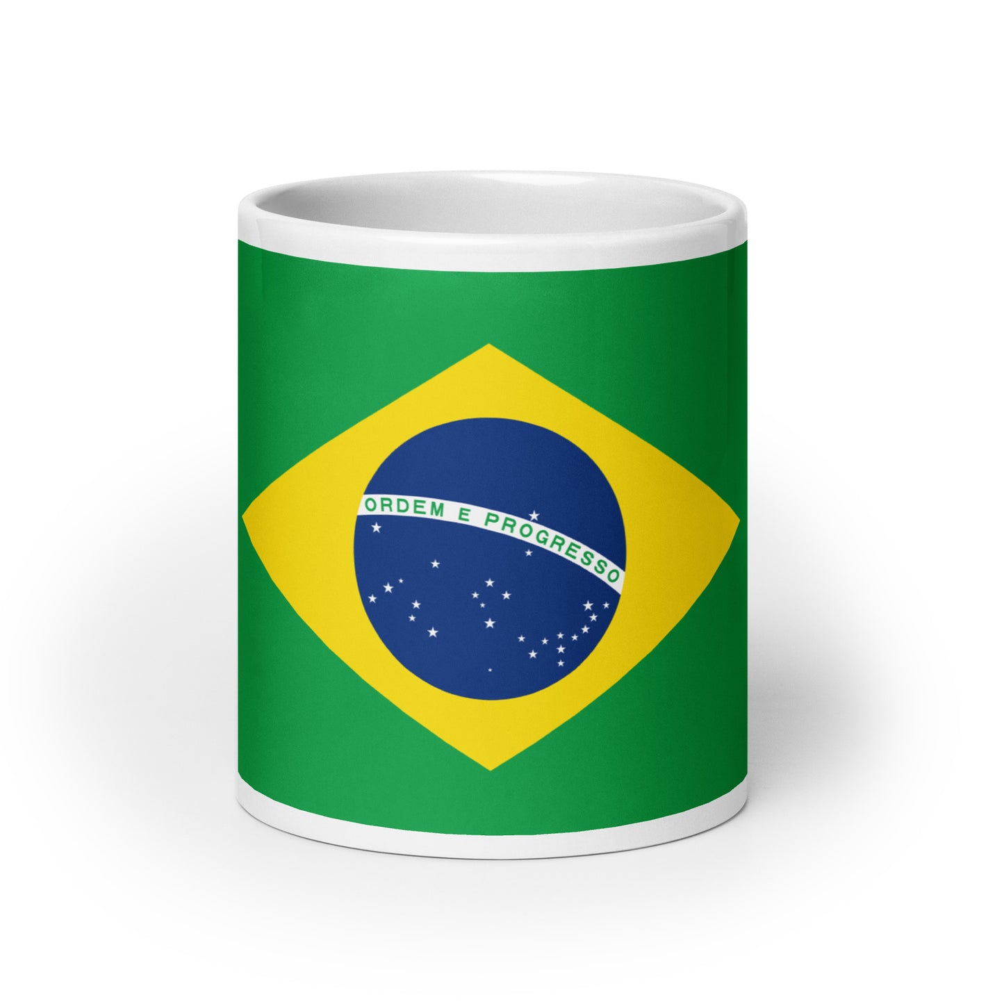 Brazilian Flag White glossy mug