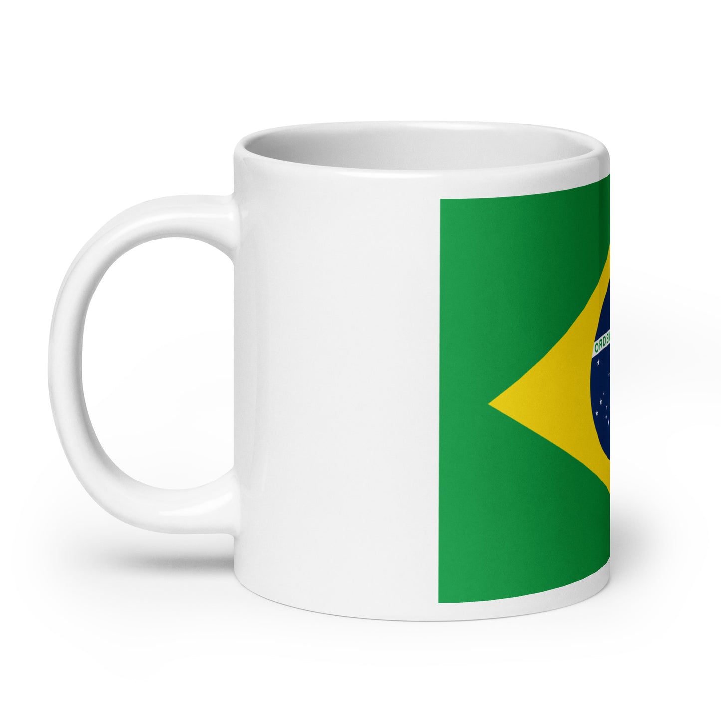 Brazilian Flag White glossy mug